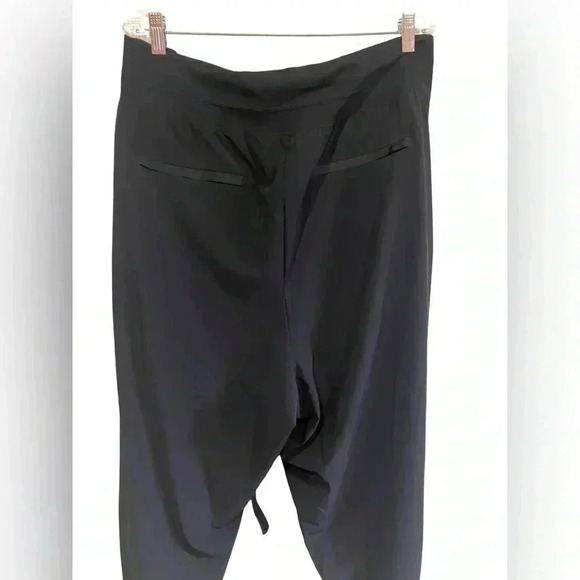 Athleta Womens Black Tuxedo Striped Drawstring Cropped Pants High Rise Pocket - Picture 7 of 9